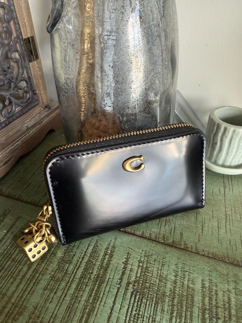 Coach Essential Small Zip Around Wallet With Brass Charms